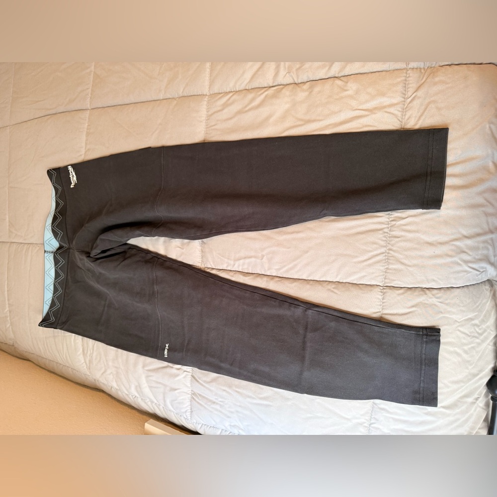 Reebok Black Leggings with Light Blue Waistband Detail